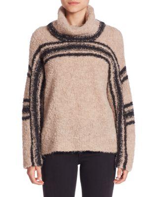 360 Cashmere Saige Fuzzy Striped Turtleneck Sweater