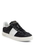 Valentino Fly Crew Glitter & Leather Sneakers
