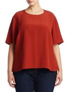 Eileen Fisher, Plus Size Roundneck Short Sleeve Blouse