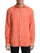 Patrick Assaraf Cold Dye Linen Carnation Shirt