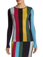 Diane Von Furstenberg Wool Metallic Striped Sweater