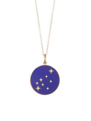 Bare Constellation Aquarius Diamond Enamel Pendant Gold Necklace