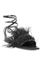 Saint Laurent Era Feather Ankle Strap Flats