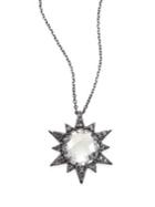 Anzie Aztec Sunburst White Topaz & Sapphire Pendant Necklace