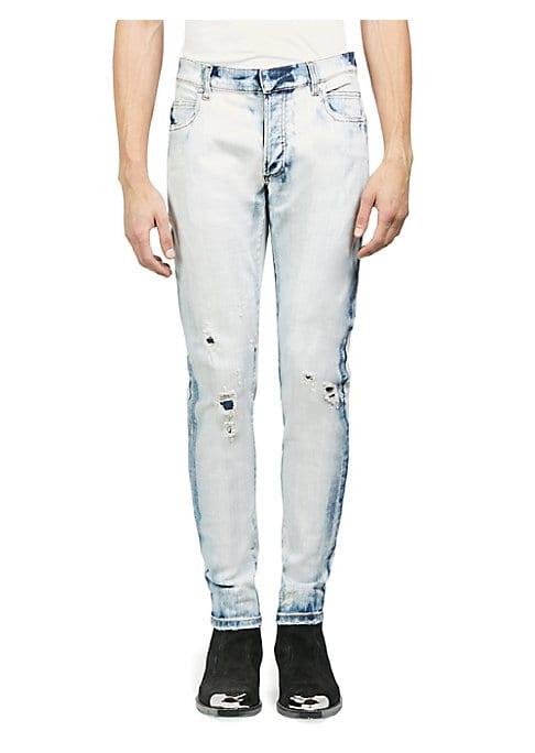 Balmain Distressed Skinny-fit Washed Jeans