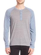 Splendid Mills Raglan Sleeve Colorblock Henley Shirt