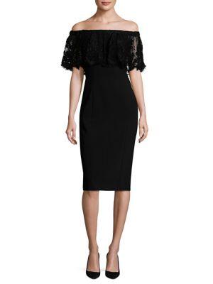 Theia Lace Popover Dress
