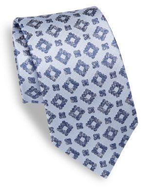 Isaia Geometrical Patterned Silk Tie