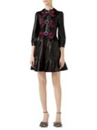 Gucci Bow-front Leather A-line Dress