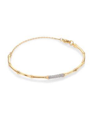 John Hardy Bamboo Diamond & 18k Yellow Gold Chain Bracelet