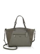 Coach Chain Prairie Suede And Leather Satchel Bag