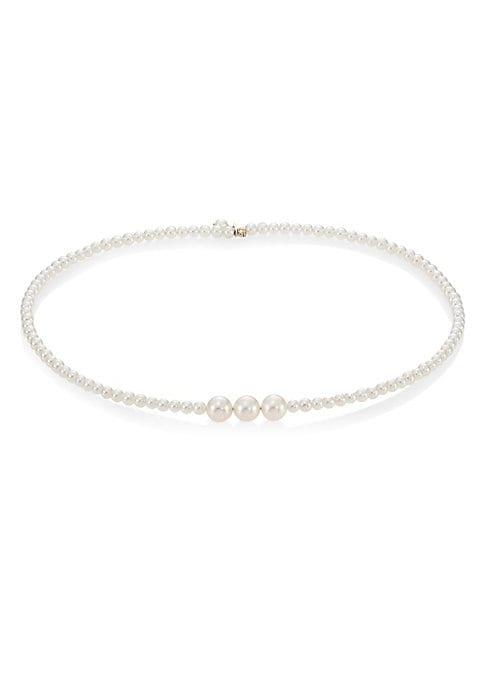 Mizuki Sea Of Beauty 14k Gold & 3.5mm Akoya White Pearl Choker Necklace