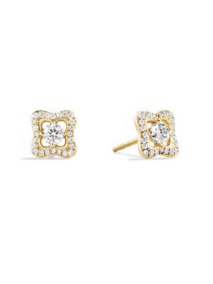 David Yurman Venetian Quatrefoil Earrings With Diamonds In 18k Gold