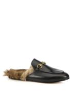 Gucci Princetown Fur-lined Leather Loafer Slides