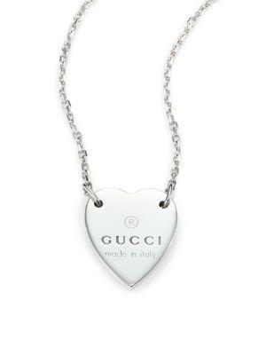 Gucci Sterling Silver Signature Heart Pendant Necklace