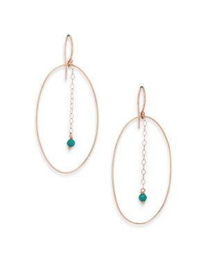 Ginette Ny Fallen Sky Turquoise & 18k Rose Gold Ellipse Drop Earrings
