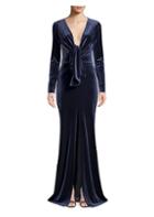 Patbo Velvet Plunging Long Sleeve Gown