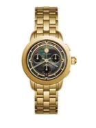 Tory Burch Tory Chronograph Goldtone Stainless Steel & Black Mother-of-pearl Bracelet Watch