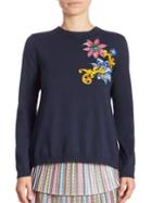 Mary Katrantzou Embroidered Split-back Cropped Sweater