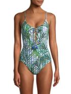 Red Carter One-piece Lace-up Maillot Swimsuit