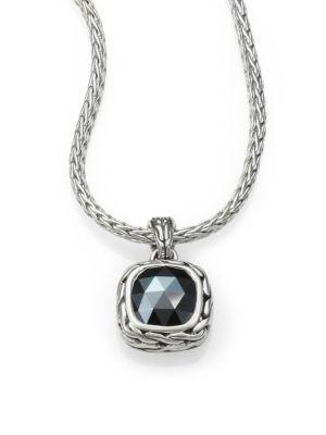 John Hardy Classic Chain Sterling Silver Small Square Pendant Necklace