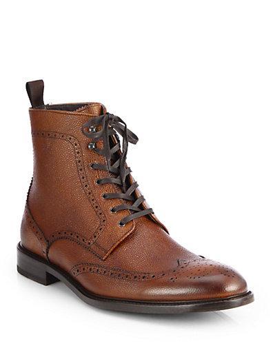 To Boot New York York Pebbled Leather Wing-tip Ankle Boots