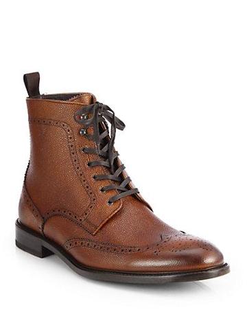 To Boot New York York Pebbled Leather Wing-tip Ankle Boots