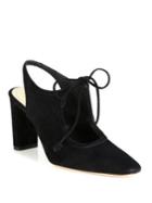 The Row Camil Suede Ankle-tie Slingbacks