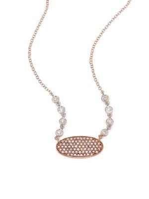 Meira T Oblong Disc Diamond, 14k Rose & White Gold Necklace