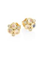 Temple St. Clair Classic Color Diamond, Blue Moonstoon & 18k Yellow Gold Trio Earrings