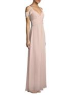 Laundry By Shelli Segal Cold-shoulder Shirred Gown