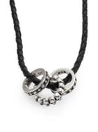 King Baby Studio Sterling Silver Rings & Braided Leather Necklace