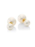 Yoko London 12-13mm White Pearl & 18k Yellow Gold Two Sided Earrings