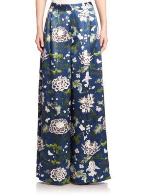 Adam Lippes Pleated Floral Pants