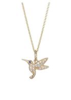 Sydney Evan 14k Yellow Gold, Diamond & Sapphire Hummingbird Necklace