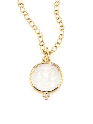 Temple St. Clair Celestial Crystal, Diamond & 18k Yellow Gold Moonface Pendant