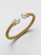 Majorica 12mm White Pearl Tipped Bracelet/goldtone