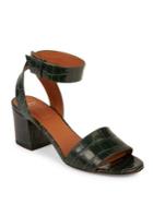 Givenchy Paris Croc-embossed Leather Block Heel Sandals