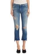 Mother Insider Distressed High-rise Cropped Jeans