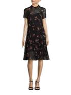 Red Valentino Pleated Floral Dress