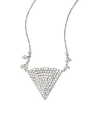 Meira T Pave Diamond & 14k White Gold Triangle Pendant Necklace