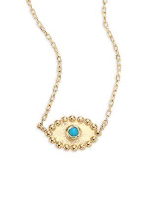 Anzie Dew Drop Turquoise Evil Eye Pendant Necklace