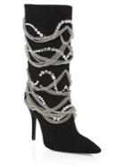 Giuseppe Zanotti Crystal & Chain Suede Mid-calf Boots