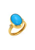 Gurhan 24k Yellow Gold Turquoise & Diamond Ring