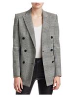 Theory Double Breasted Check Blazer