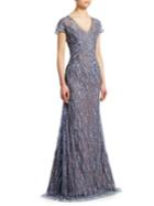 Rene Ruiz Embellished Cap-sleeve Gown