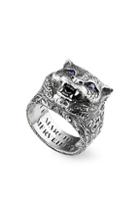 Gucci Sterling Silver & Purple Crystal Saber-toothed Cat Ring