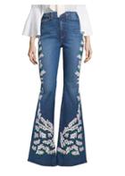 Ao.la By Alice + Olivia Floral Embroidered Bell-leg Jeans
