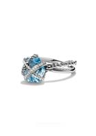 David Yurman Cable Wrap Ring With Blue Topaz And Diamonds