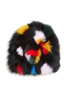 Loeffler Randall Multicolor Fox Fur Tall Hat